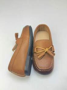 2pcs Kids' New Soft Bottom Loafers, Boys & Girls Round Toe Low-Top, Metal Buckle Decor, Microfiber Leather Breathable Anti-Slip, Casual/School Wear, Slip-On, Comfortable, Spring/Autumn - Brown - View 10