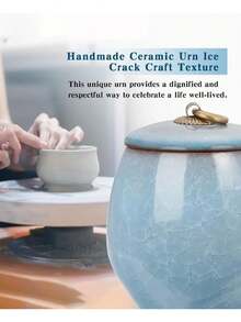 New Pet Cremation Urn Box, Crackle Glaze Ceramic Sealed Jar For Dog/Cat Ashes, Teeth, Hair Memorial Collection - 彩色 - 查看 5