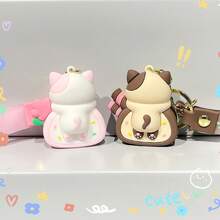 New Cute Cat Cake Roll Cartoon Keychain, Adorable Plush Doll Keyring For Car, Backpack, Small Gift