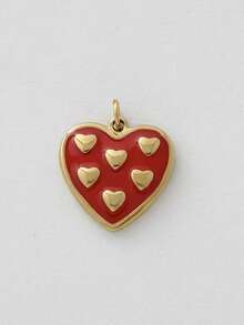 1pc Stainless Steel Heart Shaped Pendant, Handmade DIY Accessory For Halloween, Thanksgiving, Suitable For Necklace, Bracelet, Earrings