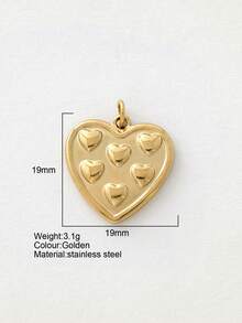 1pc Stainless Steel Heart Shaped Pendant, Handmade DIY Accessory For Halloween, Thanksgiving, Suitable For Necklace, Bracelet, Earrings