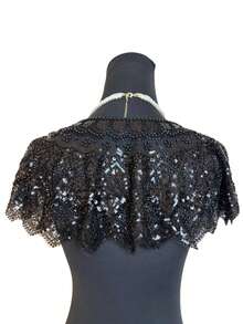 New Sequin & Beaded Shawl Collar Bolero Jacket, Glittering Short Formal Dress Outerwear, Retro Vintage Style, Gold Color - Multicolor - View 9
