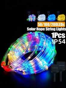 1 件户外太阳能灯管 - 300/200/100/50 LED，带太阳能电池板的灯管，8 种模式，IPX4 户外灯串，适用于泳池、婚礼、圣诞节、庭院、路径装饰、婚礼、圣诞节、万圣节、节日装饰和氛围照明花园装饰，LED 仙女灯，适合 DIY 装饰，非常适合庭院、花园、露台、栅栏、树木、蹦床、婚礼、生日派对、圣诞装饰，满足 11 个节日需求灯串 - 彩色光 - 查看 7