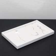 Polyresin Bathroom Suite Display Model Bathroom Decorations Set, Including Liquid Soap Dispenser Bottles, Tray, Storage Tray, Wood Comb Holder, Toothbrush Holder, Rinse Cup, Soap Dish, Bathroom Vanity Accessories, Mix And Match As You Wish Bathroom Accessories Bathroom Organizer Fall Decor Back To School - White - View 16