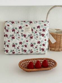 1 pieza/Set Bolsa de cosméticos acolchada con estampado floral rojo de pana, organizador de maquillaje, bolsa de maquillaje multifuncional y portátil, bolsa de aseo, adecuada para cosméticos, cuidado de la piel, protector solar, crema de manos, regalo para dama de honor, regalo para el Día del Maestro, regalo de cumpleaños, regalo de vacaciones, bolsa de cosméticos, regalo de Navidad, bolso pequeño, bolsa de almacenamiento de maquillaje, bolsa de almacenamiento mini, bolsa de almacenamiento de gran capacidad, regalo de Navidad, regalo creativo para mujeres - Multicolor - Ver 6