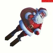 2D Flat Contemporary Christmas Lawn Decor - 13.8 Inch X 7.9 Inch Acrylic Santa Claus Statue For Outdoor Holiday Decoration