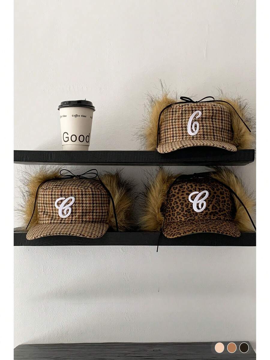 Retro Leopard Plush Warm Ushanka Hat, Women Winter Earflap Windproof Aviator Hat, New Mature Sexy Leopard Plush Earflap Hat, Women Winter Warm Ushanka Hat - Multicolor - View 1