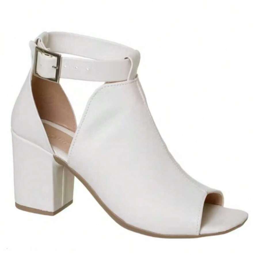 Women's Ankle Boot Sandal Block Heel Closed Toe Comfortable Elegant Blogger Casual Fashion - trắng - Xem 1