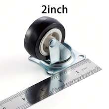 4 件重型万向轮带刹车脚轮 - 可选高度 3.17 厘米/5.08 厘米 - 铁架上的黑色 PVC 轮，适用于办公室柜、工作台、家具、储物柜和推拉门