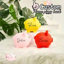 1pc Custom Large Piggy Bank With Engraved Name, Personalized Coin Bank, Adorable For Kids & Adults,Unique Gift For Family,Best Friends, Stylish Bag Charm Or Key Holder, Perfect For Birthday,Christmas,Thanksgiving,Halloween, And Special Occasions
