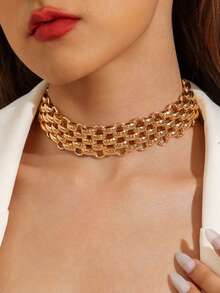 1pc Personalized Exaggerated Vintage Coin Chunky Chain Necklace, Creative Simple Hip Hop Cool Punk Retro Casual Fashion Necklace, Suitable For Gift, Daily, Commute, Street, Party, Festival Wear