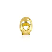 2pcs Hollowed-Out Heart Grillz Set, Golden And Silver Open Face Teeth Caps, Hip Hop Dental Jewelry For Women And Men