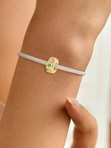 1 件时尚心连心串珠饰品，适合手链 DIY 女士珠宝 - 金色 - 查看 9