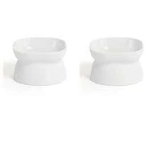 Non-Slip Ceramic Tilted Pet Bowls With Stand For Dogs And Cats-Reduces Neck Strain And Improves Digestion-Cute Design Anti-Overturning Ceramic Cat Food Bowl Water Drinking Basin For Indoor Cats