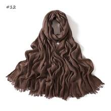 1pc New Fashionable Casual Soft Comfortable Breathable UV Protection Warm Scarf, Suitable For Daily Wear, Festivals And Celebrations, Autumn/Winter, 100% Cotton Material, Hand-Dyed, Solid Color Hijab Scarf For Women - Multicolor - View 16