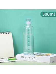 1 pieza Botella de agua con escala de tiempo, taza simple para mujer, transparente y de alta apariencia, taza de agua portátil casual para mujer, esencial para viajes - Multicolor - Ver 15