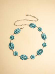 1 Stück Vintage Damen Gravierte Schnalle Mattschwarze strukturierte Metallkette für die Taille, geeignet für Westernstil und Große Größen, passend für Frühling, Sommer, Herbst und Winter