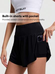 HOTSUIT Women's 2 In 1 Running Shorts - 黑色 - 查看 5