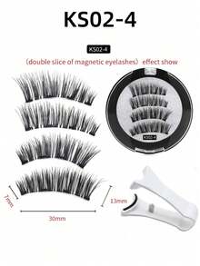 1 Set 4 pezzi Kit Eyeliner Magnetico e ciglie Magnetiche - ciglie Finte Magnetiche Riutilizzabili per Occhi a Volpe Naturali, Allungano e Incurvano le ciglie, Adatte per Ognissanti, ciglie 3D Arricciate e Morbide Senza Colla, Comode da Indossare, ciglie Finte in Finta Pelliccia di Visone da 5-11mm per Uso Quotidiano