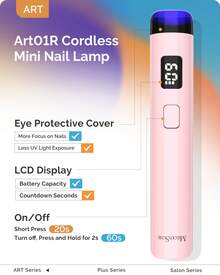 Handheld UV Light For Gel Nails, Mini Portable Cordless Nail Lamp With LCD Display, Eye-Protective Cover, Flash Curing For Glue Pink - Pink - View 4