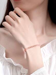 1pc 925 Sterling Silver Phoenix Tail Chain Bracelet, Minimalist & Fashionable, Suitable For Women's Daily Wear, Valentine's Day Gift - Rose Gold - View 6