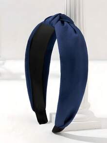 女士宽檐布艺发带：简约纯色斜纹结发饰——您的日常百搭必备单品。这款韩式发带完美融合了简约优雅与实用功能，让您每天都能焕发光彩。旨在重新定义现代头饰，发带，美妆家居发饰 - 藍色 - 查看 4