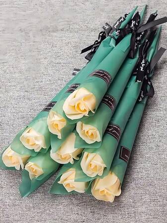 10 piezas de Flores de Rosa, Ramo de Flores de Jabón de Clavel, Flores de Rosa Brillantes, Regalo para Novia, Mamá, Eventos de Empresa, Inauguración de Centro Comercial, Regalo para Dama de Honor, Favor de Fiesta, Regalo del Día de la Madre, Mejor Regalo para Mamá, Decoración de Boda