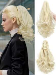 Ponytail Extensions Curly Hair Clip On Extensions Natural Appearance Synthetic Hair Pieces Dark Brown For Women - Multicolor - View 12