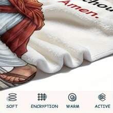 1 Piece Jesus Psalm Blanket, God Redeemer Design Digital Fleece Shawl - Small Nap Blanket - Soft And Warm, Suitable All Seasons, Comfortable Lightweight Thickened Flannel Blanket, Sofa, Bed, Camping, And Travel, Holiday DGRH - Multicolor - View 9