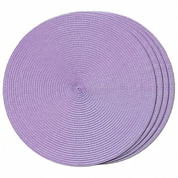 1pc Light Purple Round Woven Placemats, Table MATS, Woven Washable Anti-Slip Placemats (15 Inches)