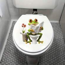 Pegatina divertida de rana leyendo el periódico para el baño, autoadhesiva e impermeable, decoración de pared para el baño, decoración del hogar, pegatina de pared para el baño, decoración de habitación, pegatinas de pared, pegatina de pared