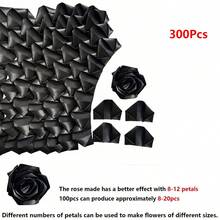 300 片预制缎带玫瑰花瓣半成品，适用于永生玫瑰 DIY 永久花束，永生花艺，玫瑰花瓣缎带花瓣，适用于结婚周年纪念日生日母亲节 - 黑色 - 查看 10