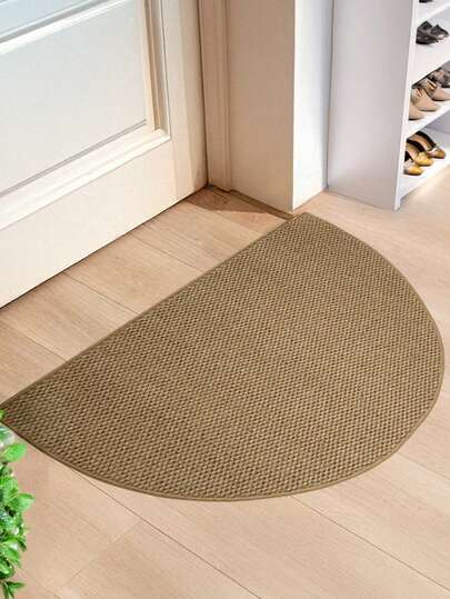 1pc Brown Semi-Circular Pineapple Pattern Small Rug, Creative Ins Style For Living Room & Bedroom, Suitable For Bedside, Bathroom, Kitchen, Entrance, Nordic Design, Multi-Purpose Small Mat