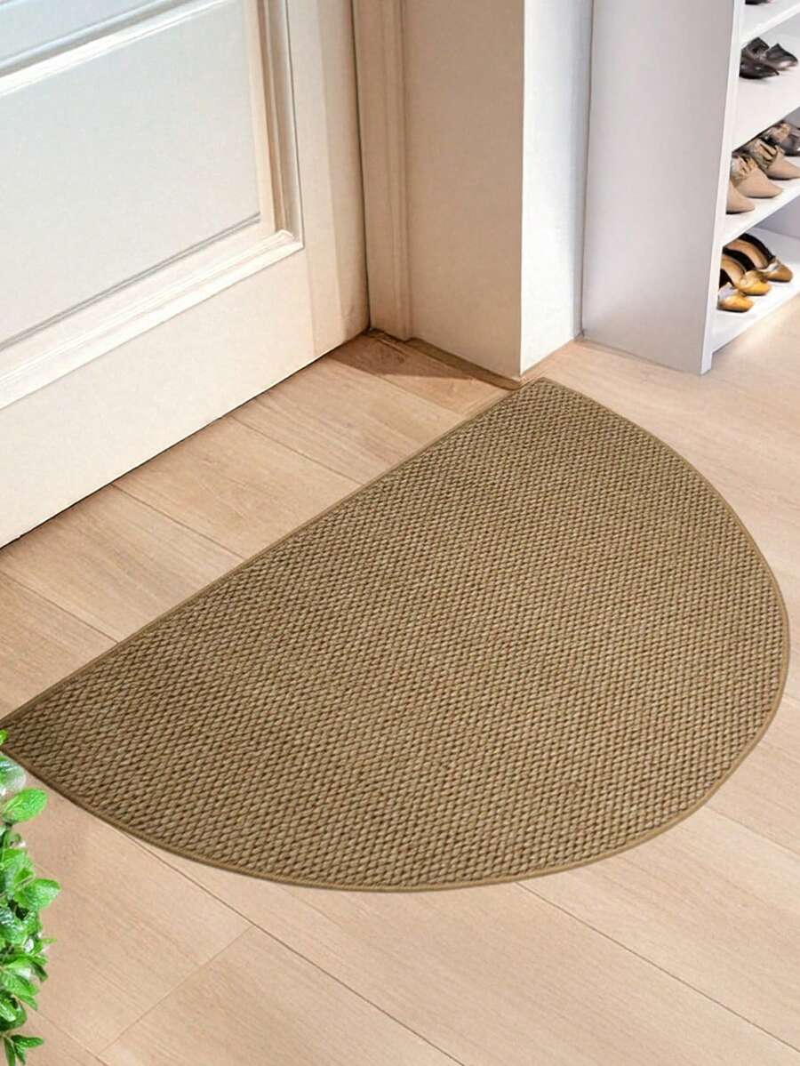 1pc Brown Semi-Circular Pineapple Pattern Small Rug, Creative Ins Style For Living Room & Bedroom, Suitable For Bedside, Bathroom, Kitchen, Entrance, Nordic Design, Multi-Purpose Small Mat - Brown - View 1