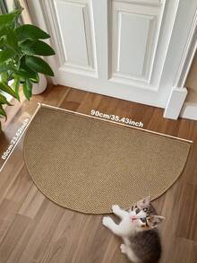 1pc Nordic Style Brown Faux Jute Fabric Washable Bottom Entrance Door Mat, Semi-Circular Warm Earth Tone Doormat For Indoor And Outdoor Use, Practical Hallway Bedroom Luxury Home Decor Carpet, Easy To Maintain Entryway Rug