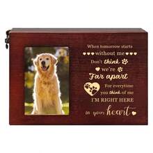 Pet Urns Dog Ashes Wooden Pet Cremation Urn With Photo Frame Dog Urns Ashes Large Keepsake Box Sympathy Pets Loss Remembrance Chest Brown, 87x5.51x5.51