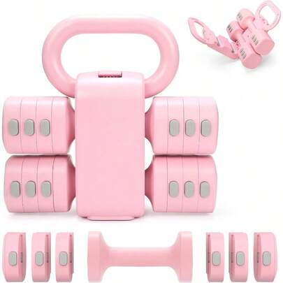 Adjustable 2in1 Convertible Kettlebell Dumbbells Set 4 In 1 Free Weights Dumbbell Set Of 2 Each 2.2 3.3 4.4 5.5lb Quick Change Women Dumbbell Set For Home Exercise Training