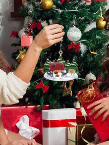 1pc Customized Christmas Themed Personalized Wooden Hanging Ornament, Christmas Camping Decor, Customizable Styles For Number/Gender/Friends/Lovers, Unique Shaped 3D Christmas Tree Hanging Ornament, Christmas Pendant, Christmas Party Decoration, Portrait Decor Christmas Tree Pendant, Home Decor, Room Decor, Theme Party Decor, Christmas Decoration, Cute Car Accessory And Gift Idea, Christmas, Santa Hat, Christmas Clown, Winter, Holiday, Festival - Multicolor - View 5