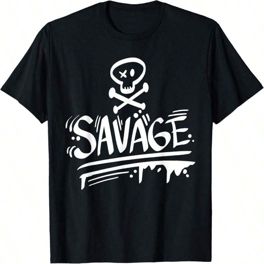 Graffiti T-Shirt With Wild Skull Print - 黑色 - 查看 1
