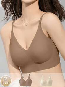 1/2/3/4/5Pcs Women's Push-Up Bra - High Support Wireless Comfort Fit With Removable Pads, Seamless Invisible Design & Adjustable Back Strap, Solid Color For Everyday & Special Occasions, Strapless Push Up Bra, Occasion Lingerie, Sleek Lingerie, Comfortable Fit, Flexible Material - 多色-1 - 查看 8