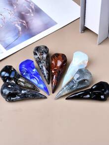 1pc 5cm/1.97in Crystal Carved Bird Skull Decor, Desktop Ornament, Ideal Crystal Gift