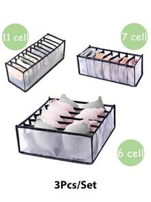 1pc Foldable Closet Organizer -Plaid Lingerie Organizer Bag-Multi-Sized Drawer Dividers For Lingerie, Socks & Ties