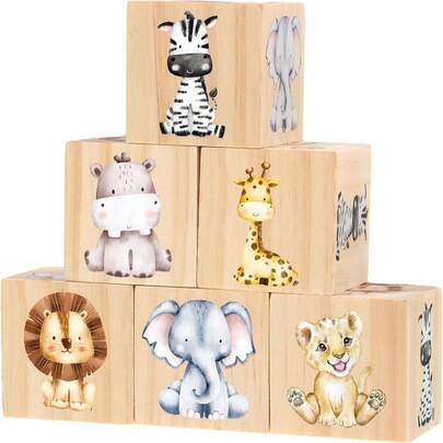6 Pcs Nursery Decor For Girls And Boys Nursery Decor Watercolor Shelf Decoration For Bedroom Playroom Gifts( Animals)