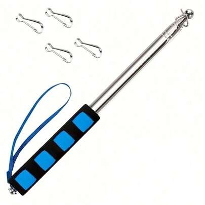 Telescopic Handheld Flagpoles With Clips Portable Flag Pole Lightweight Extendable Tour Guide Stainless Steel Banner Flag Pole Pointer For Teachers With Anti-Slip Grip