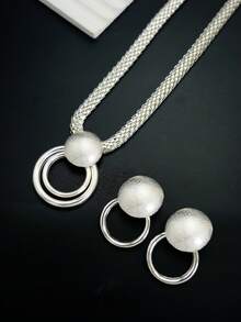 مجموعة مكونة من 3 قطع، قلادة وأقراط مطلية بالذهب عيار 18 قيراط، طراز فاخر وأنيق للنساء