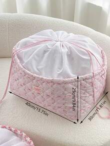 1Pc Quilted Drawstring Cuff Storage Basket With Cute Floral Bouquet Style Home Portable Laundry Hamper, Kids Fabric Foldable Dirty Clothing Laundry Hamper Collapsible, For Children's Toy Storage, Clothing Storage, Car Storage, Miscellaneous Items Storage, Quilt Storage, Doll Storage, Large Capacity, Portable, Multifunctional, Foldable, Essential For Home Decoration, Life, Dormitory, Party Gift, Birthday Gift, Back To School Gift - 彩色 - 查看 11