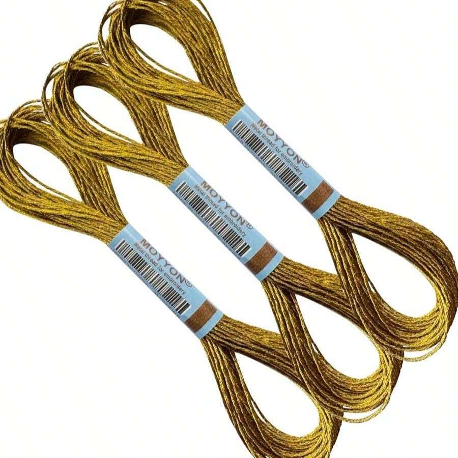 3 Skeins Embroidery Thread, Metallic Embroidery Floss Set, Polyester ...