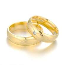 1 pieza Anillo de pareja minimalista con circonita cúbica redonda y rayas, joyería de acero inoxidable, regalo romántico de boda, compromiso, San Valentín o cita, accesorio diario