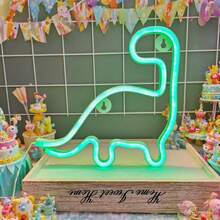 1 pezzo Lampada da parete al neon a forma di dinosauro a LED, decorazione per la camera dei bambini, luce d'atmosfera, alimentata a batteria e USB, per casa, festa, luci da fata romantiche, decorazione camera da letto