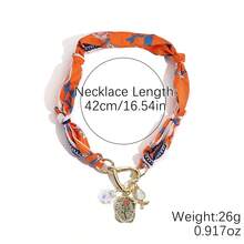 Fashion Silk Scarf Necklace Light Luxury High-End Fabric Necklace Colorful Silk Scarf Necklace - N2509-1愛心 - 查看 10